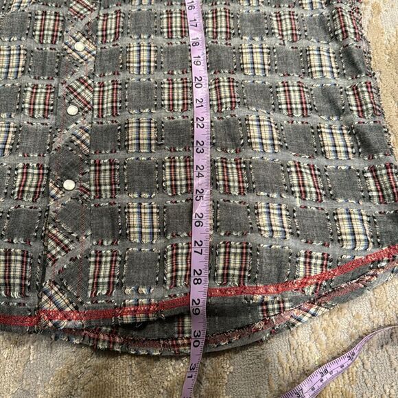 georg roth LA amazing patch work pearl snap button shirt size XXL grey - Picture 9 of 11